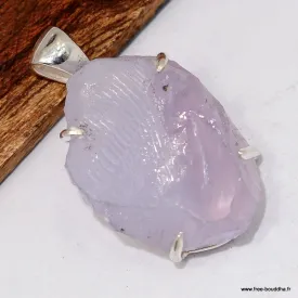 Pendentif Quartz Lavande épais forme libre argent 925 - Bijoux en Quartz Lavande