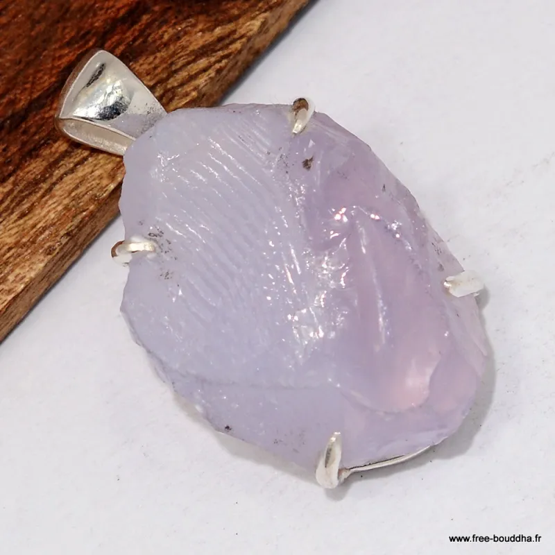 Pendentif Quartz Lavande épais forme libre argent 925 - Bijoux en Quartz Lavande