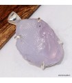 Pendentif Quartz Lavande épais forme libre argent 925 véritable