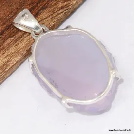 Pendentif Quartz Lavande épais forme libre argent 925 - Bijoux en Quartz Lavande