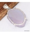 Pendentif Quartz Lavande épais forme libre argent 925 véritable