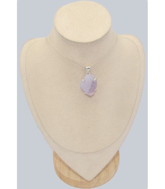 Pendentif Quartz Lavande épais forme libre argent 925