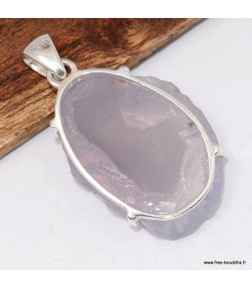 Pendentif Quartz Lavande brut argent 925 pierre naturelle certifiée