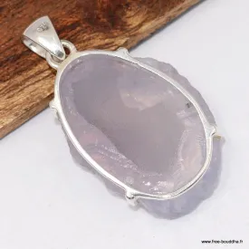 Pendentif en Quartz Lavande brut argent 925 - Bijoux en Quartz Lavande