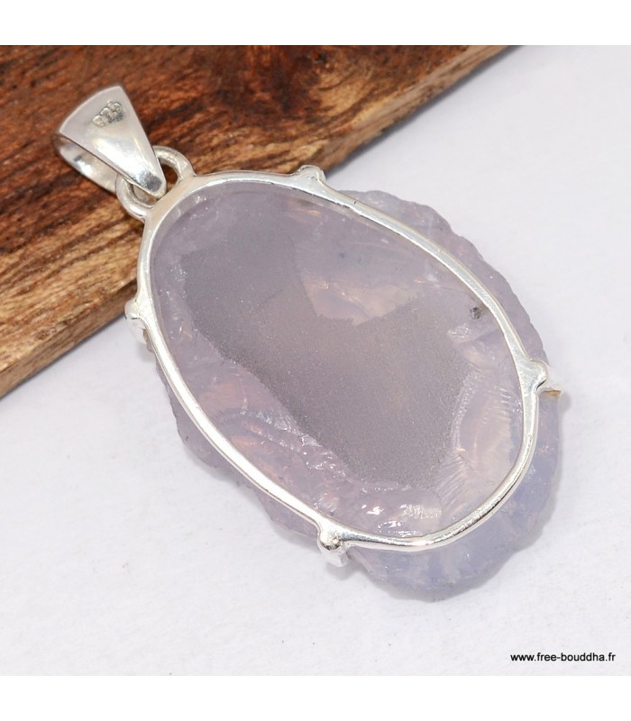 Pendentif en Quartz Lavande brut argent 925