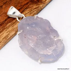 Pendentif en Quartz Lavande brut argent 925 - Bijoux en Quartz Lavande