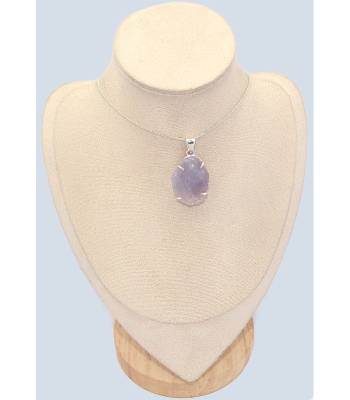 Pendentif en Quartz Lavande brut argent 925