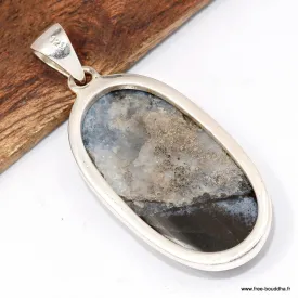 Gros Pendentif Malachite noire ovale - Argent 925 - Pendentifs pierres naturelles