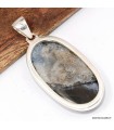 Pendentif Malachite noire – Gros ovale argent 925 certifié