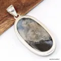 Gros Pendentif Malachite noire ovale - Argent 925 - Pendentifs pierres naturelles
