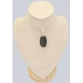Gros Pendentif Malachite noire ovale - Argent 925 - Pendentifs pierres naturelles