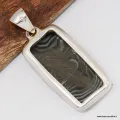 Pendentif rectangulaire en Malachite noire - Argent 925 - Pendentifs pierres naturelles