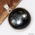 Pendentif circulaire en Malachite noire - Argent 925 - Pendentifs pierres naturelles