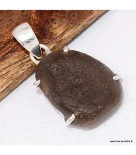 Pendentif tectite Saffordite serti griffes - Pierre authentique