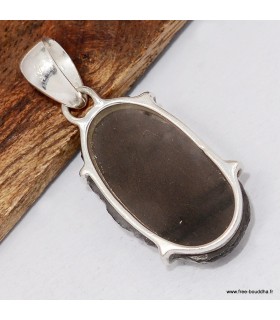 Pendentif Tectite Saffordite serti griffes authentique argent 925
