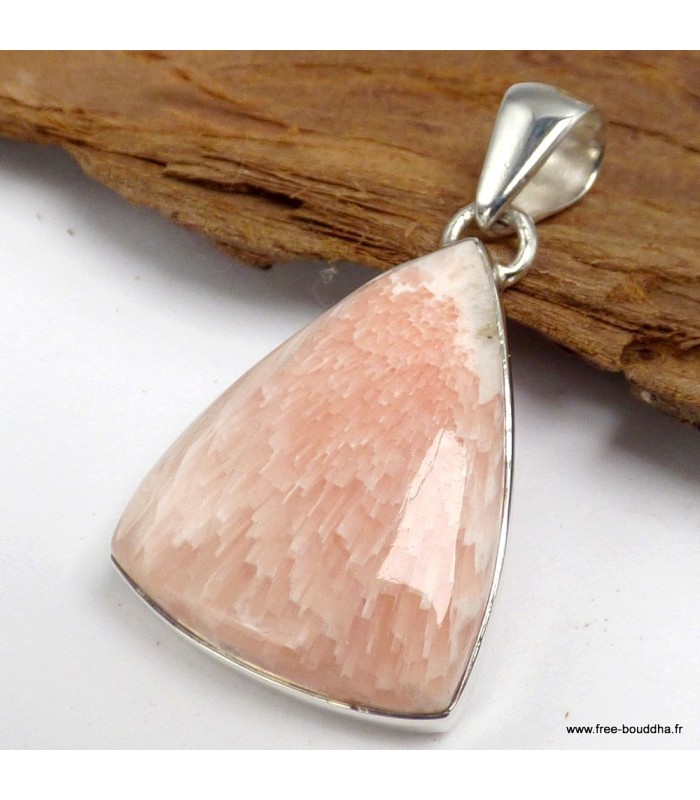 Pendentif triangulaire en Scolecite Orange