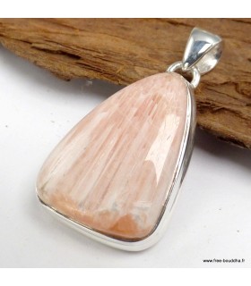 Pendentif Scolecite orange en argent 925, unique et certifié.