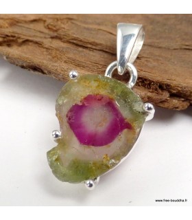 Pendentif Argent et Tourmaline Melon d'Eau - Authentique