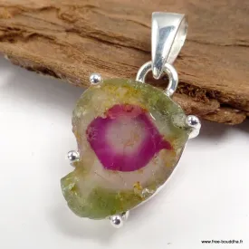 Pendentif Tourmaline Melon d'eau - Argent 925 - Pendentifs pierres naturelles