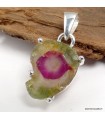 Pendentif Tourmaline melon d’eau authentique en argent 925