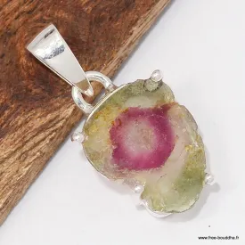 Pendentif Tourmaline Melon d'eau - Argent 925 - Pendentifs pierres naturelles