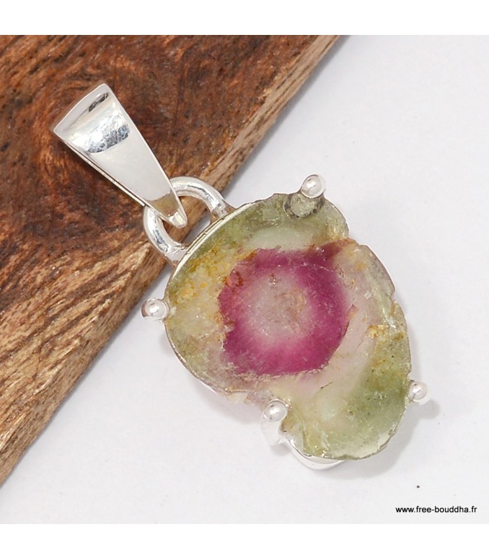 Pendentif Tourmaline Melon d'eau - Argent 925