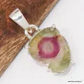Pendentif Tourmaline Melon d'eau - Argent 925 - Pendentifs pierres naturelles