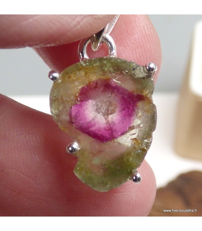 Pendentif Tourmaline Melon d'eau - Argent 925