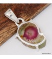 Pendentif Tourmaline melon d’eau authentique en argent 925