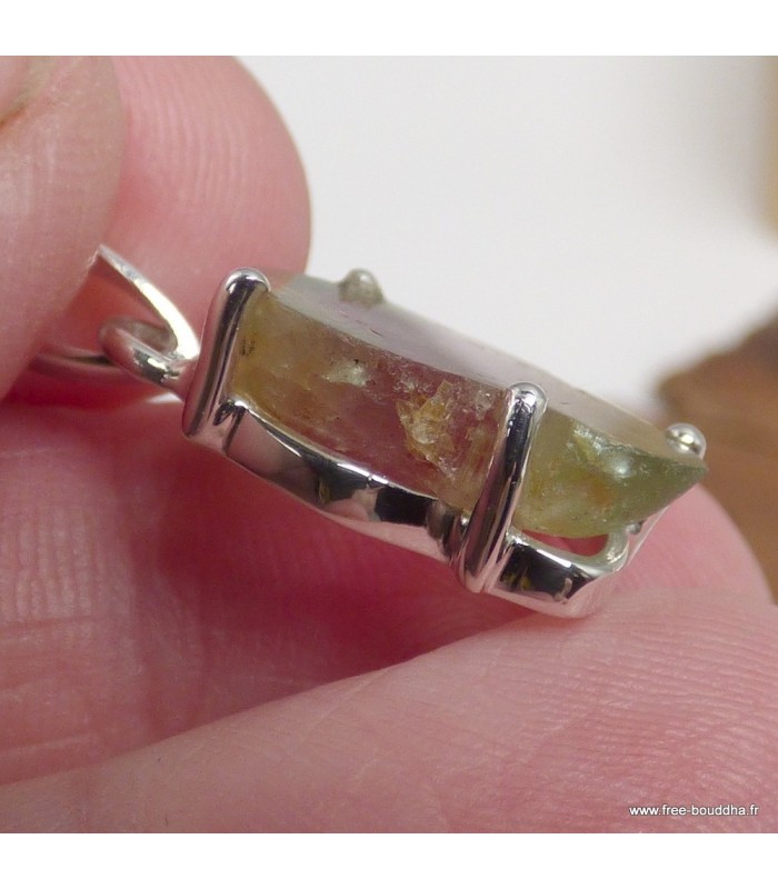 Pendentif Tourmaline Melon d'eau - Argent 925