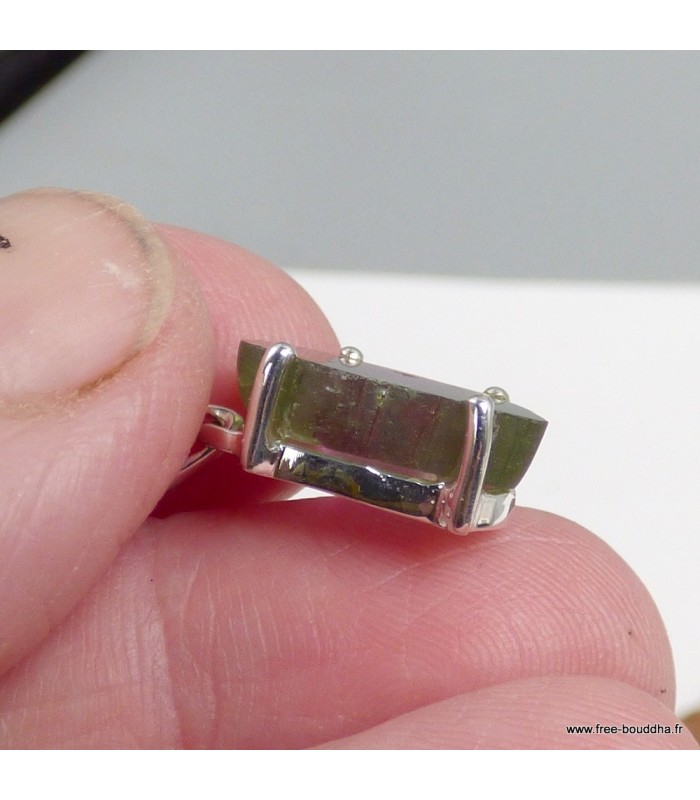 Authentique Pendentif Tourmaline Melon d'eau - Argent 925