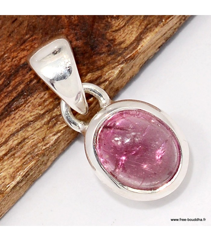 Authentique Pendentif Tourmaline Rose - Argent 925