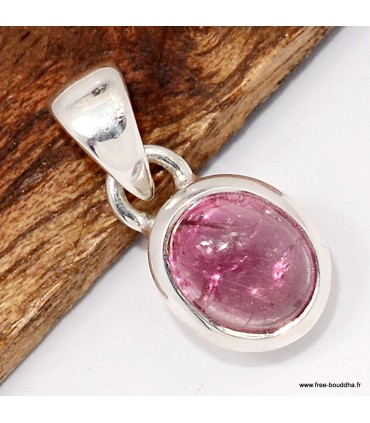 Pendentif tourmaline rose véritable argent 925, bijou artisanal raffiné
