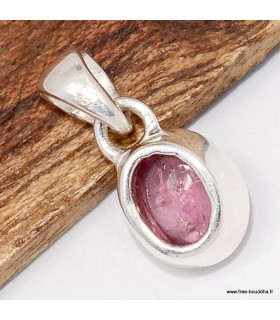 Pendentif tourmaline rose véritable argent 925, bijou artisanal raffiné