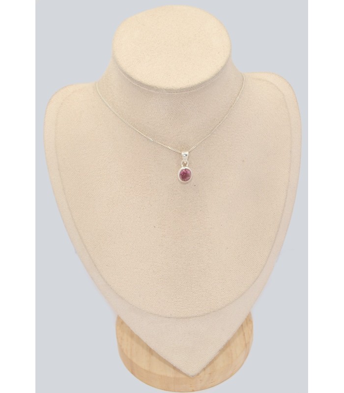 Pendentif Tourmaline Rose Véritable - Argent 925