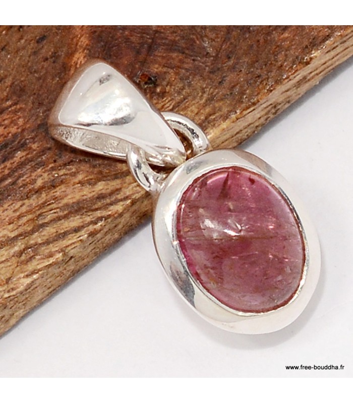Pendentif Tourmaline Rose Véritable - Argent 925