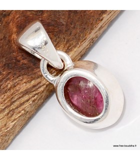 Pendentif Tourmaline rose véritable authentique en argent 925