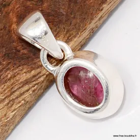 Pendentif Tourmaline Rose Véritable - Argent 925 - Pendentifs pierres naturelles