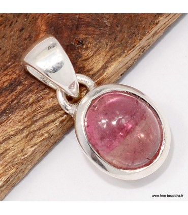 Pendentif Tourmaline Rose cabochon - Argent 925