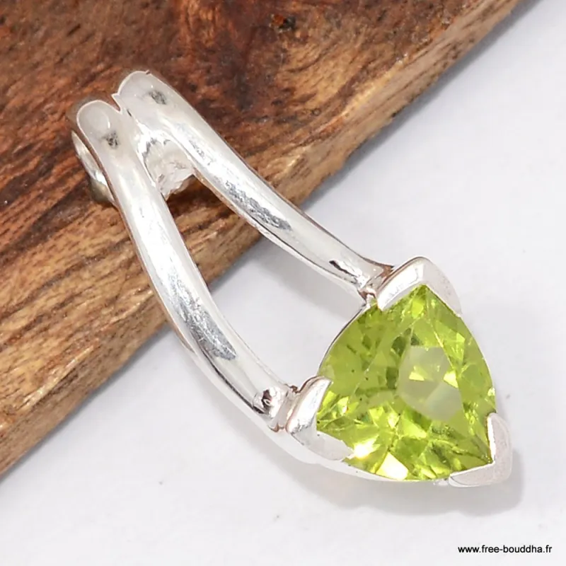 Pendentif Authentique Péridot facetté - Argent 925 - Bijoux en Péridot
