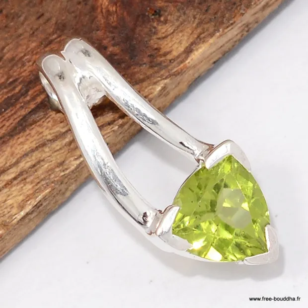 Pendentif Authentique Péridot facetté - Argent 925 - Bijoux en Péridot
