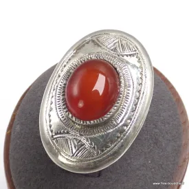 Bague Touareg argent et Cornaline T 53 - Bagues pierres naturelles