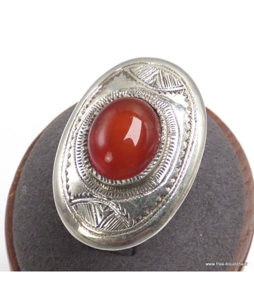 Bague Touareg Cornaline véritable argent massif 925 T53