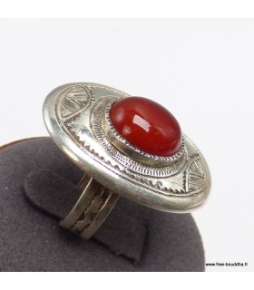 Bague Touareg Cornaline véritable argent massif 925 T53