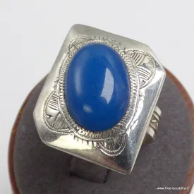 Bague ethnique Touareg Calcédoine bleu T 59 - Bagues pierres naturelles