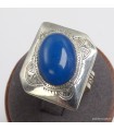 Bague Calcédoine bleue véritable Touareg argent 925 taille 59
