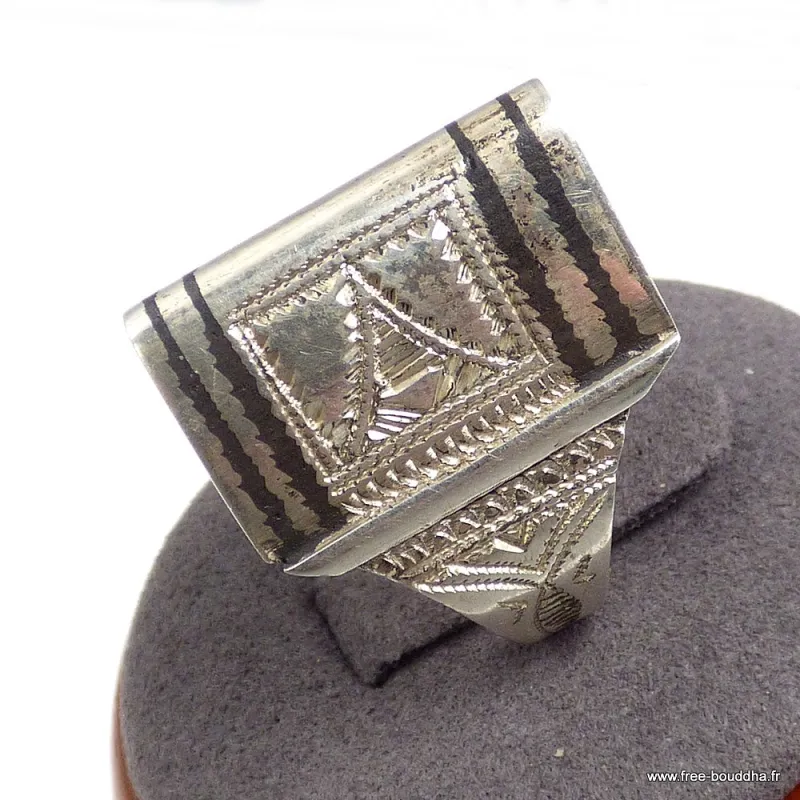 Bague Touareg triangulaire T 55/56 - Argent 925 - Bagues pierres naturelles