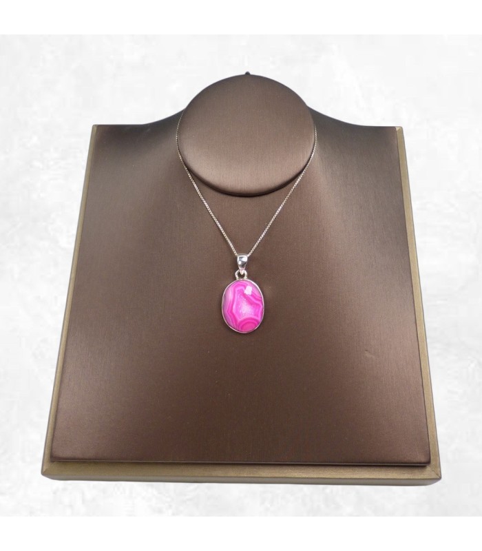 Pendentif druze agate rose – Argent 925 certifié