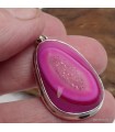 Agate rose druze – Pendentif goutte en argent 925 avec attestation