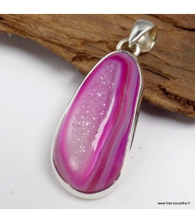 Pendentif agate druze teintée forme libre